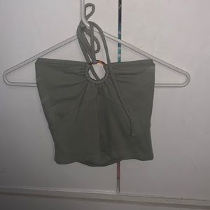 green halter crop top